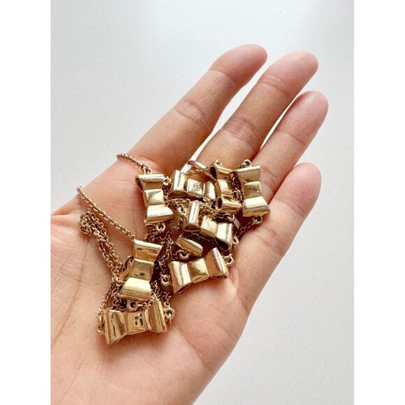 KATE SPADE Take a Bow 24K Gold Plated Station Scatter Bows Long Necklace - Picture 6 of 13